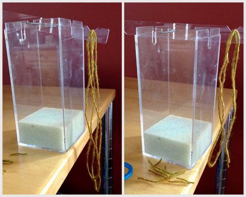 Lay a sample of yarn on the balance arm that is long enough that the arm is weighed down. Start snipping the sample until the balance arm is level.