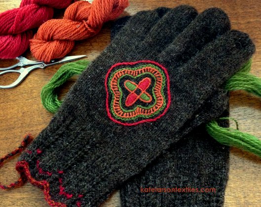 Kate Larson's handspun, Estonian-inspired gloves.